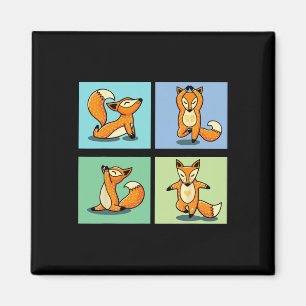 Aimant Renard mignon Yoga Animal Méditation Zen Pose d'ét