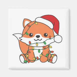 Aimant Renard Noël Hiver Animaux Fêtes Renards