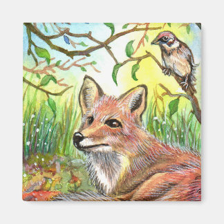 Aimant Renard Reposé Avec Bruant