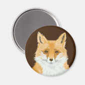 Aimant Renard Rouge Mignon - transparent sur marron. (Recto/Verso)