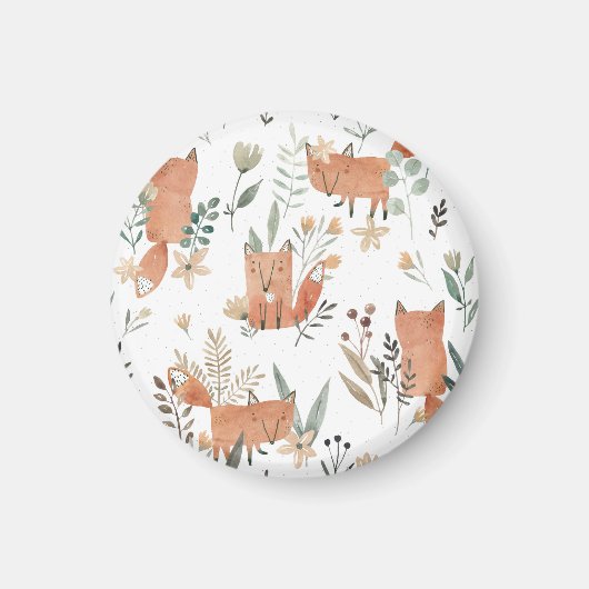 Aimant Renards dans les prés : Aquarelle transparente (Devant)