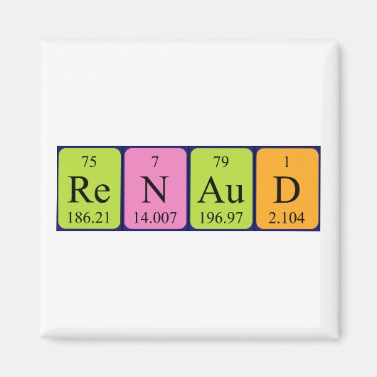 Aimant Renaud l'aimant de nom de table périodique (Devant)