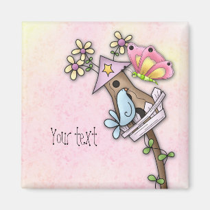 Aimant Rencontre des papillons et des oiseaux à la maison