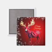 Aimant Renne de Noël Rouge Vacances d'Hiver (Recto/Verso)