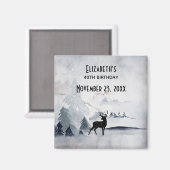 Aimant Renneau d'hiver Rustique Gris Aquarelle Anniversai (Recto/Verso)