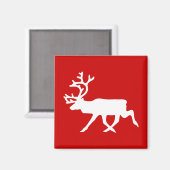 Aimant Rennes blanches / Silhouette caribou (Recto/Verso)