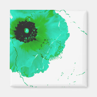 Aimant renoncule turquoise et blanche vibrante