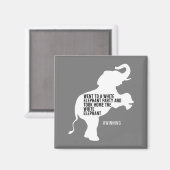 Aimant Rentré chez lui l'éléphant blanc amusant (Recto/Verso)