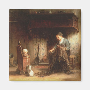 Aimant Réparant les filets (huile sur le panneau)