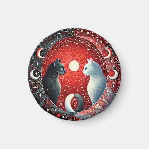 Aimant Représentation artistique de chats Yin et Yang