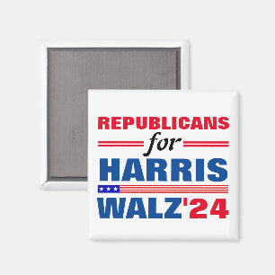 Aimant Républicains pour Harris Walz Red Blue
