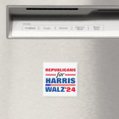 Aimant Républicains pour Harris Walz Red Blue (In Situ (Lave-vaisselle))
