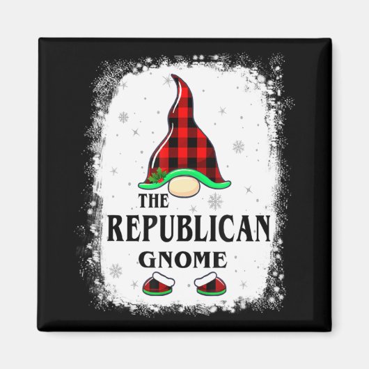 Aimant Republican Gnome Buffalo Plaid Matching Family Xma (Devant)
