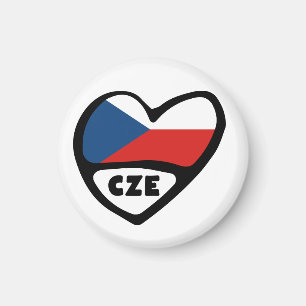 Aimant République tchèque Code pays Coeur du drapeau, CZE