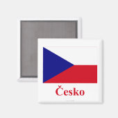 Aimant République tchèque Drapeau avec nom en tchèque (Recto/Verso)