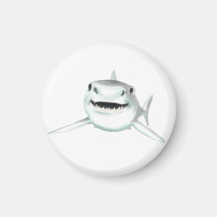 Aimant requin aquarelle souriant gris vert océan animal