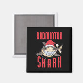 Aimant Requin de badminton Vacances de Noël - Jeu de badm (Recto/Verso)