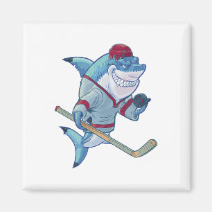 Aimant Requin de hockey avec casque de bâton rondelle req