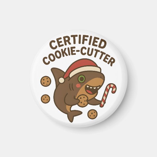 Aimant Requin de Noël drôle certifié découpeur de biscuit (Devant)
