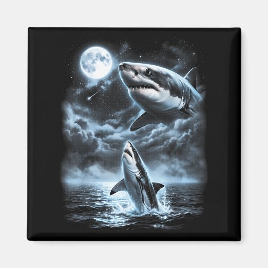 Aimant Requin hurlant à la lune Rétro 90 (Devant)