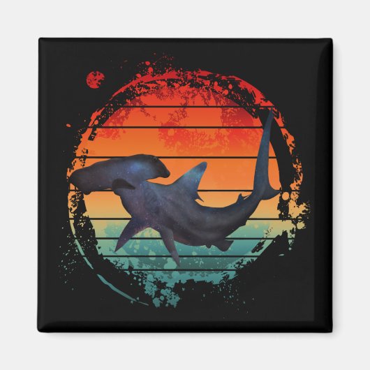 AIMANT REQUIN MARTEAU COUCHER DE SOLEIL VINTAGE (Devant)