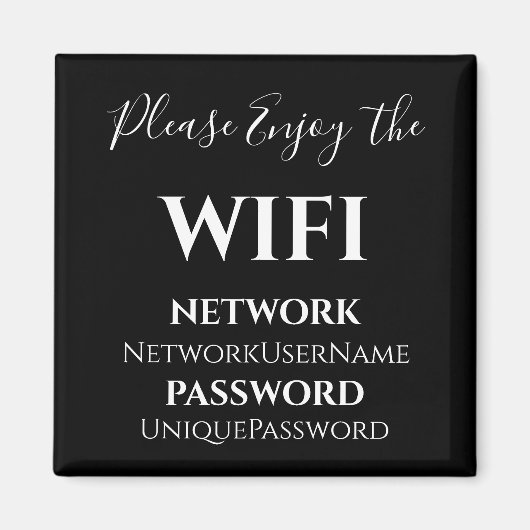 Aimant Réseau WiFi élégant et mot de passe (Devant)