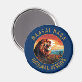 Aimant Réserve nationale de Massai Mara Lion Retro désorg (Recto/Verso)