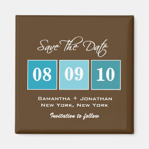 Aimant Réservez la date: Blocs de date - Turquoise