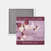 Aimant réservez la date: papillons : (Recto/Verso)