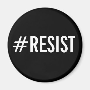 Aimant #Resist, texte blanc audacieux sur l'aimant noir
