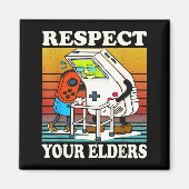 Aimant Respect Your Elders Gaming Control 80s Retro Funny (Devant)