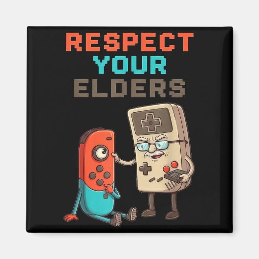 Aimant Respect Your Elders Gaming Control Retro Funny Gam (Devant)
