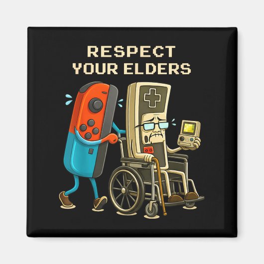 Aimant Respect Your Elders Gaming Control Retro Funny Gam (Devant)
