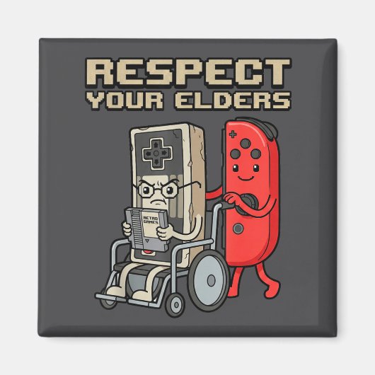 Aimant Respect Your Elders Retro Gaming Funny Gamer Contr (Devant)