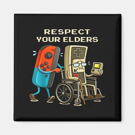 Aimant Respect Your Elders Retro Gaming Funny Gamer Contr (Devant)