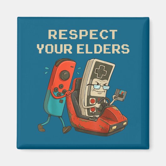 Aimant Respect Your Elders Retro Gaming Funny Gamer Contr (Devant)