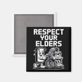 Aimant Respect Your Elders Retro Tech Camera Phone Cartoo (Recto/Verso)