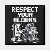 Aimant Respect Your Elders Retro Tech Camera Phone Cartoo (Devant)