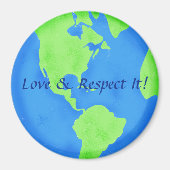 Aimant Respectez l'amour bleu vert Terre Globe Art (Devant)