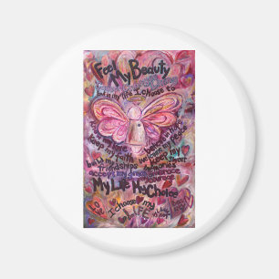 Aimant Ressentez ma beauté Ange du cancer rose rose