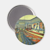 Aimant Restaurant vintage, Retro Roadside Diner Intérieur (Recto/Verso)