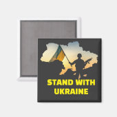 Aimant Restez avec l'Ukraine avec la carte (Recto/Verso)