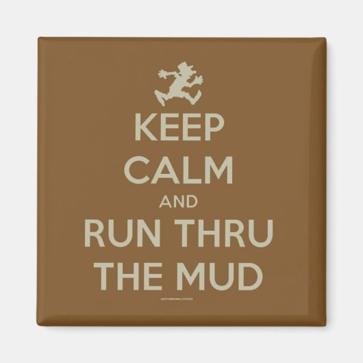 Aimant Restez calme et courez à travers l'aimant de la bo (Devant)