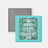 Aimant Restez calme et Crochet sur Carré bleu (Recto/Verso)