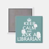 Aimant Restez calme et demandez à un bibliothécaire (Recto/Verso)