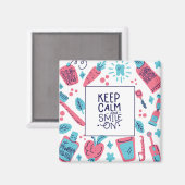 Aimant Restez Calme Et Souriez ! | Phrase mignonne (Recto/Verso)