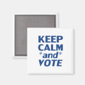 Aimant "restez calme et votez" bleu, blanc - (Recto/Verso)