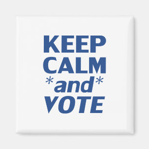 Aimant "restez calme et votez" bleu, blanc -