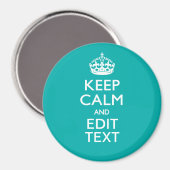 Aimant Restez calme et votre texte sur Accent Turquoise (Recto/Verso)