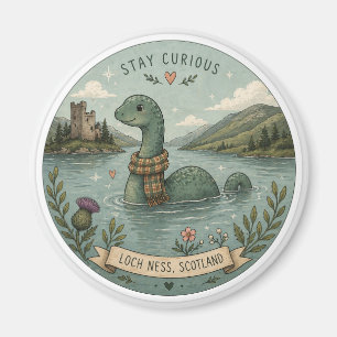 Aimant Restez Curieux Cozy Cryptide Nessie Monstre du Loc
